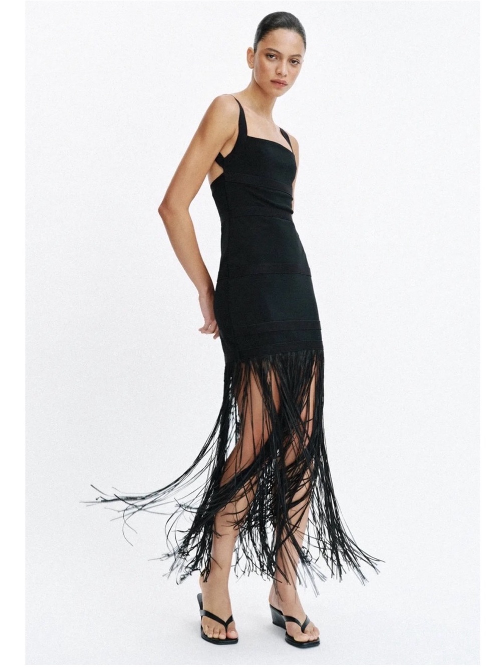 ZARA Black Fringe  Dress NWT❗️ Ref:5584/293